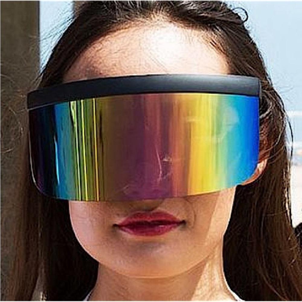 Mirrored Rainbow Shield Visor Sunglasses - Picture 2 of 5